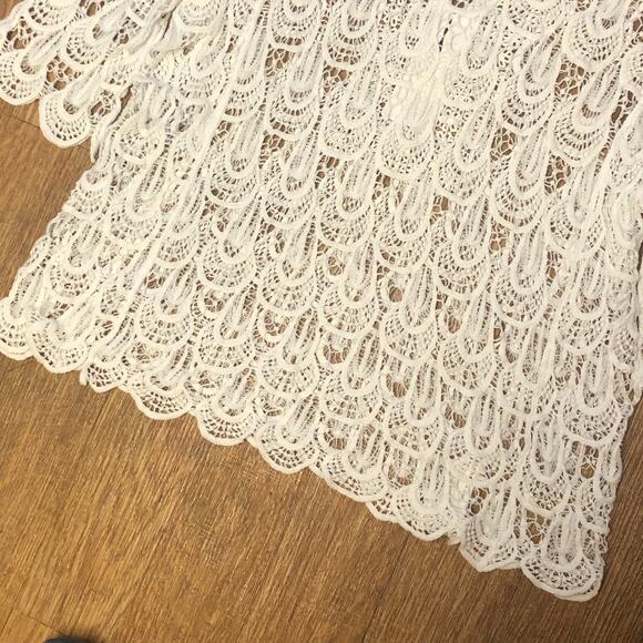 NWOT White Bohemian Crochet Quarter Sleeve Coverup Size Large - Picture 3 of 9